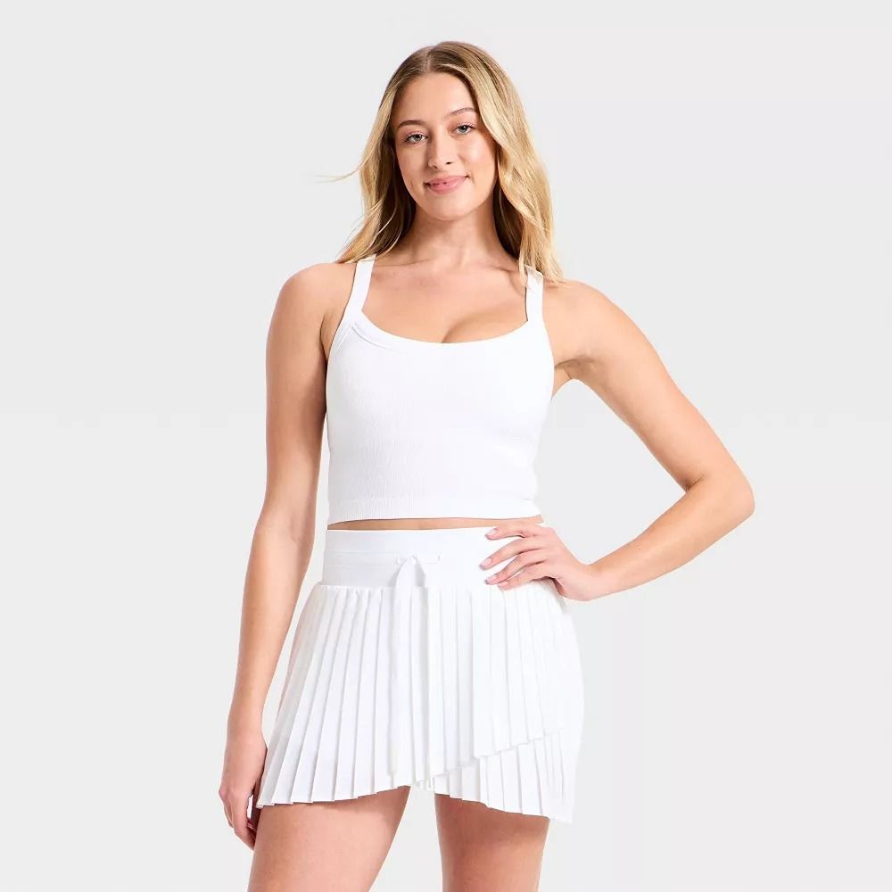Women's Seamless Cropped Support Tank Top -JoyLab White M